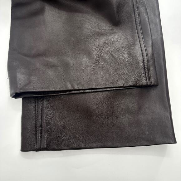 Folio Saks Fifth Avenue 100% Leather Pants Butter Soft in Chocolate Brown 12 - Picture 7 of 11